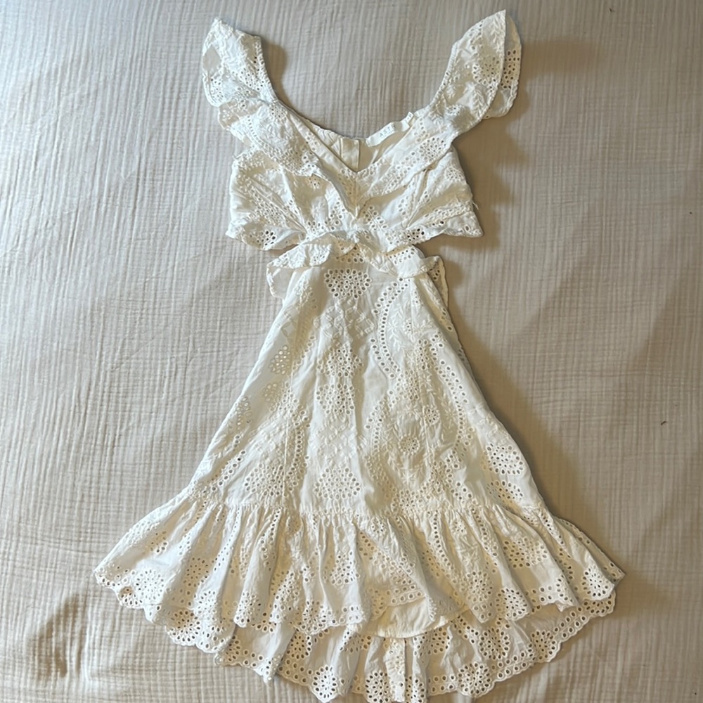 ASTR THE LABEL WHITE LACE OPEN BACK DRESS